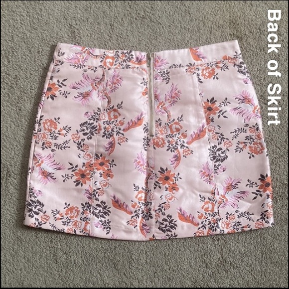 NWT Forever 21 Pink/Orange floral satin like mini skirt, size 27 - Picture 7 of 12